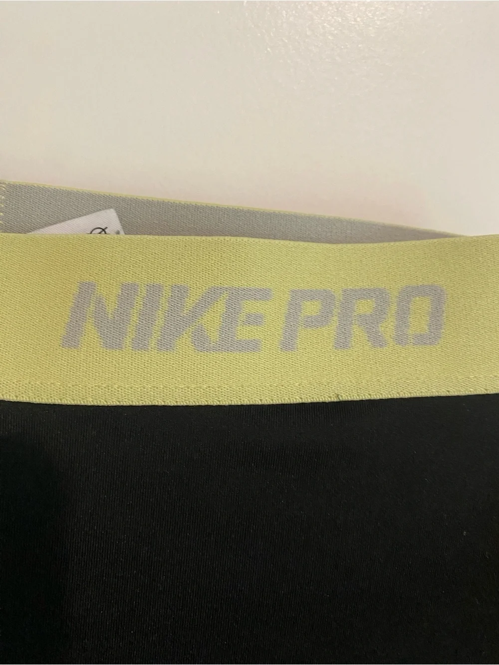 Nike Pro Black Bike Shorts with Lime Waistband